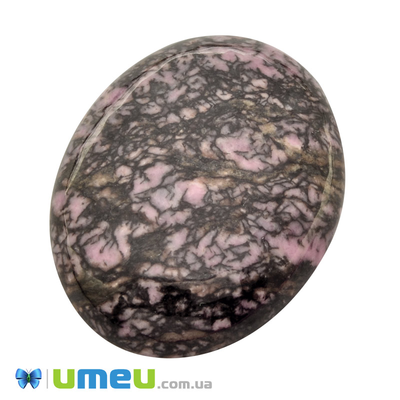 Кабошон нат. камінь Родоніт, Овал, 40,3 х30,1 мм (KAB-050549)