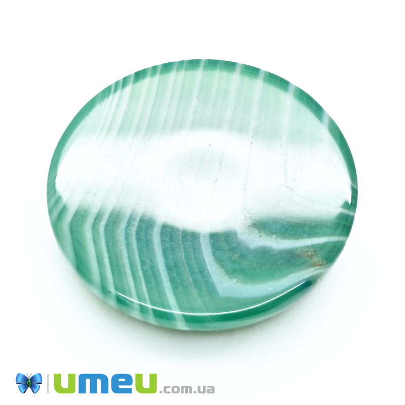 Кабошон нат. камінь Агат зелений, Круглий, 24,7 мм (KAB-050000)