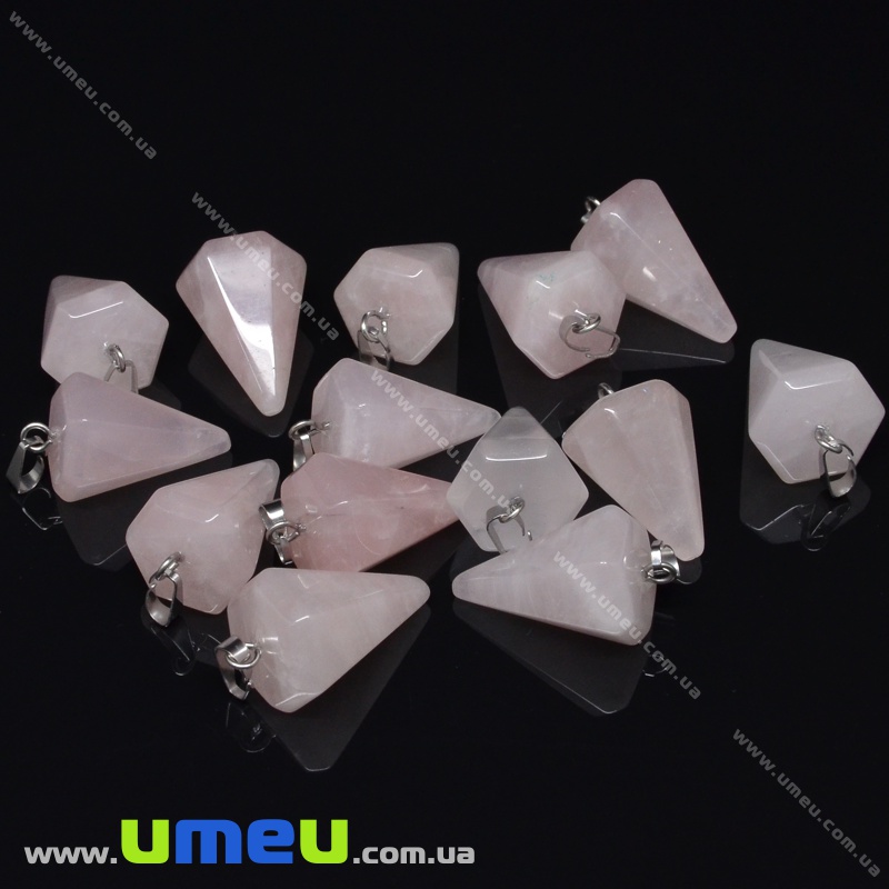 Підвіска з натурального каменю Маятник, Рожевий кварц, 33х15 мм (POD-014247)