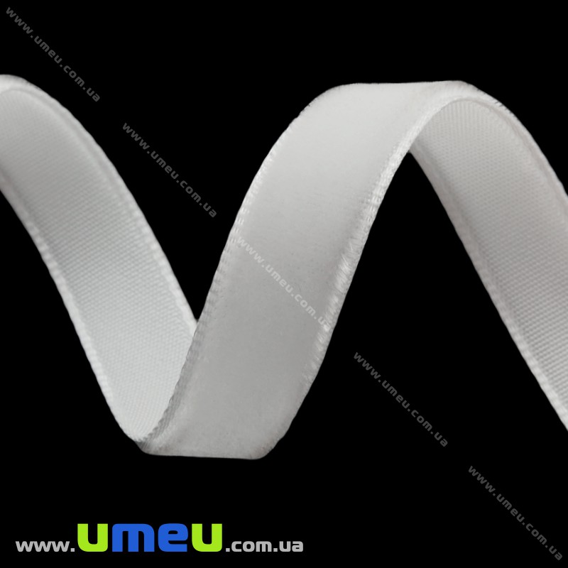 Стрічка оксамитова, 15 мм, Біла (LEN-056691)