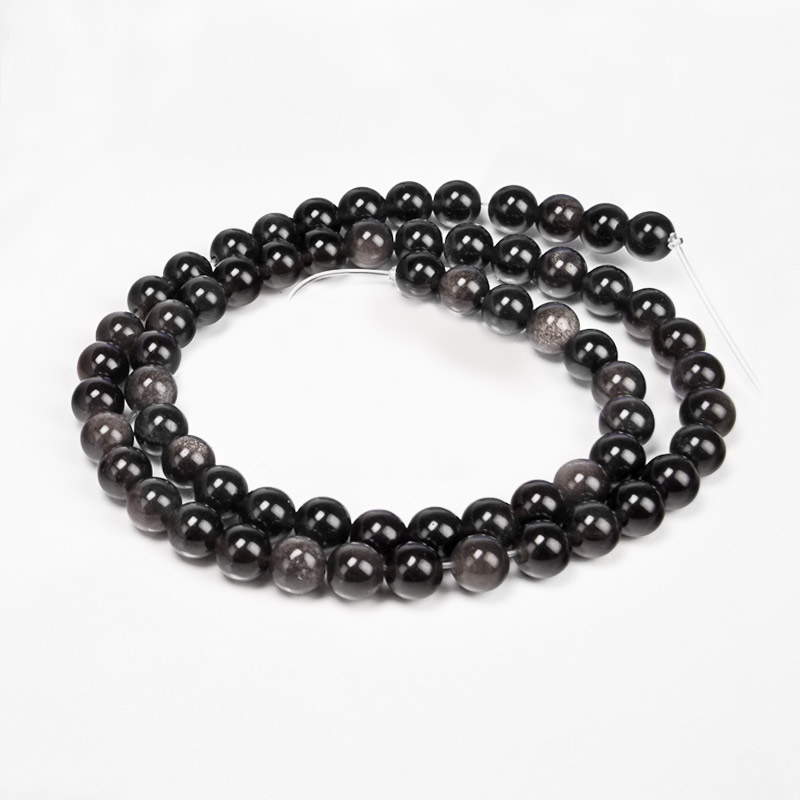 Намистини Обсидіан чорний, Натур. камінь, 6,5 мм, Круглі (BUS-053986)