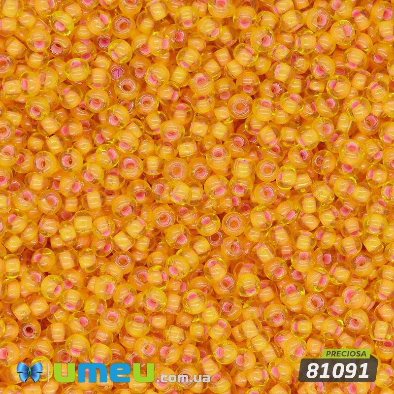 Бісер чеський №928/81091, Жовтий, Крейдяний, 10/0 (BIS-043986)