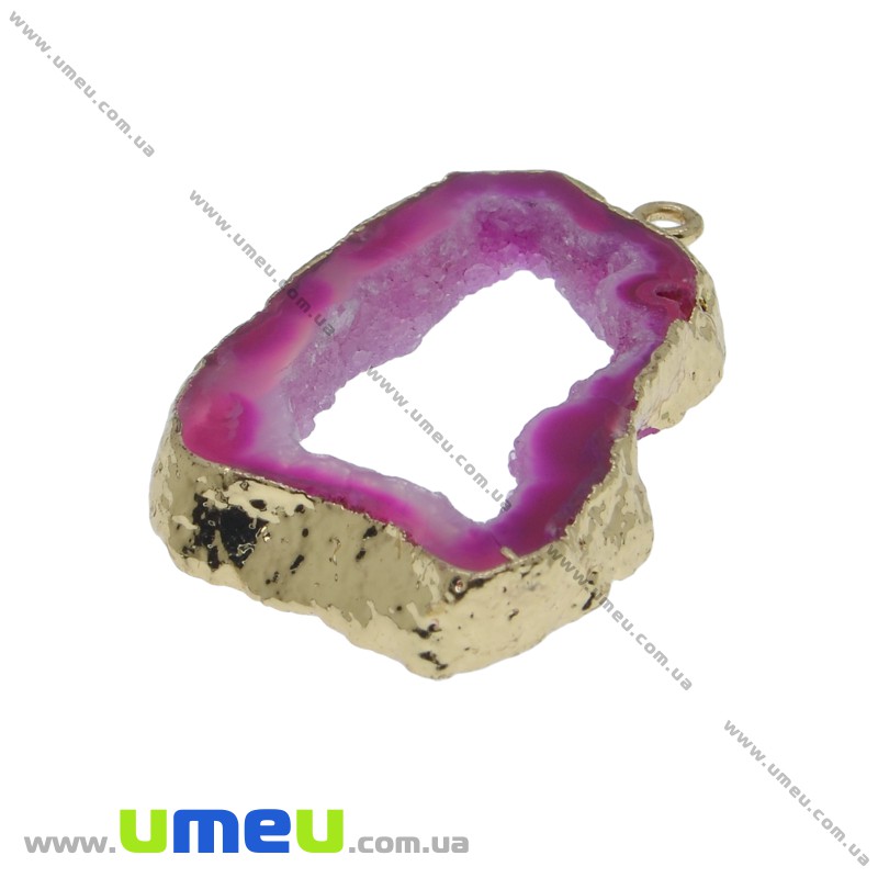 Підвіска з натурального каменю, Агат з друзою, Рожева, 39х25 мм (POD-033878)
