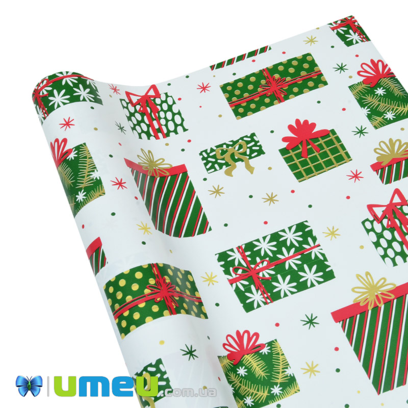Пакувальний папір Новорічний, Білий, 76х100 см (UPK-043263)