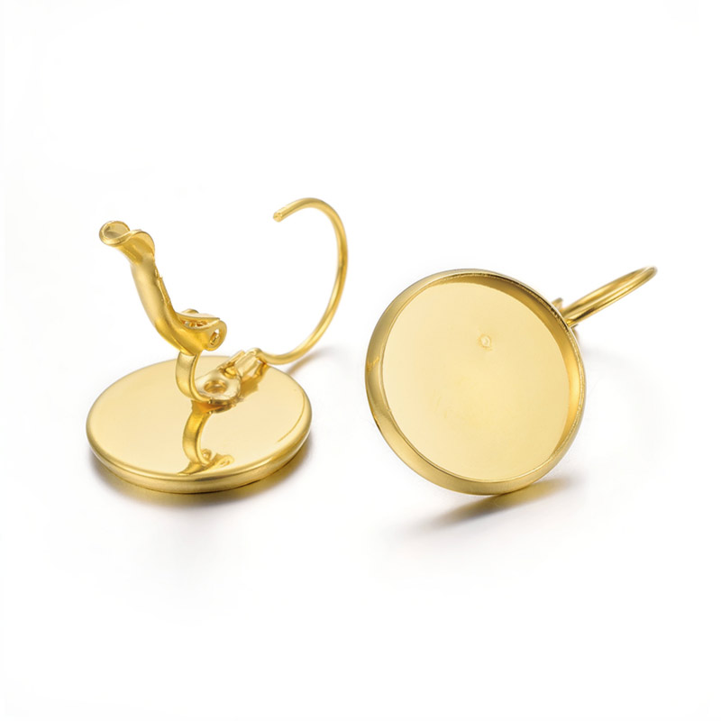 Швензы из нерж. стали с площадкой под кабошон 14 мм, 26х16 мм, Золото (STL-060520)