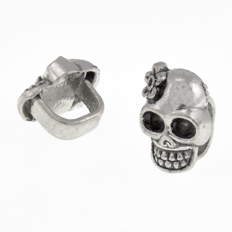 Намистина мет., Череп, 19х13 мм, Античне срібло (BUS-010288)