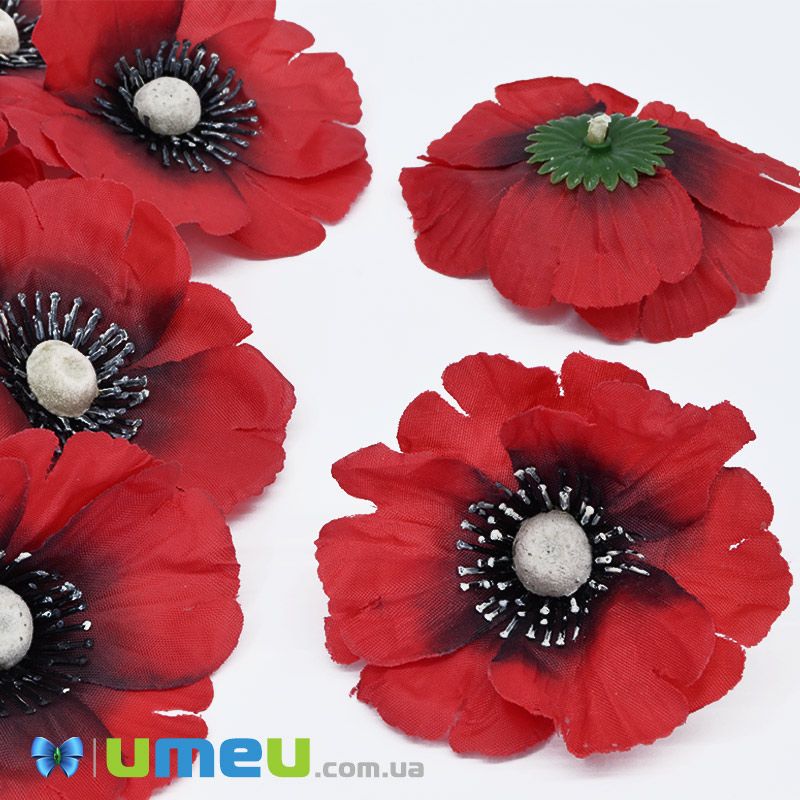 Мак тканинний (головка), 80 мм, Червоний (DIF-044999)