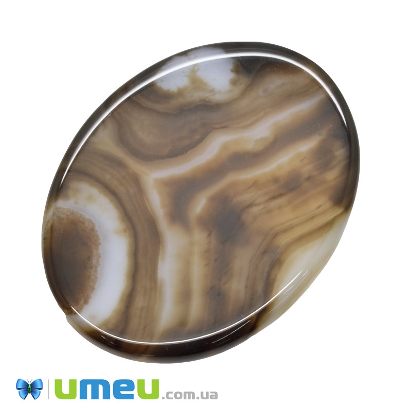 Кабошон нат. камінь Агат коричневий, Овал, 40,3 х30,3 мм (KAB-039755)