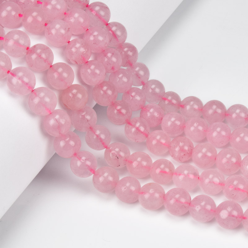 Бусины Кварц розовый, Натур. камень, 10 мм, Круглые, 38 см (BUS-060932)