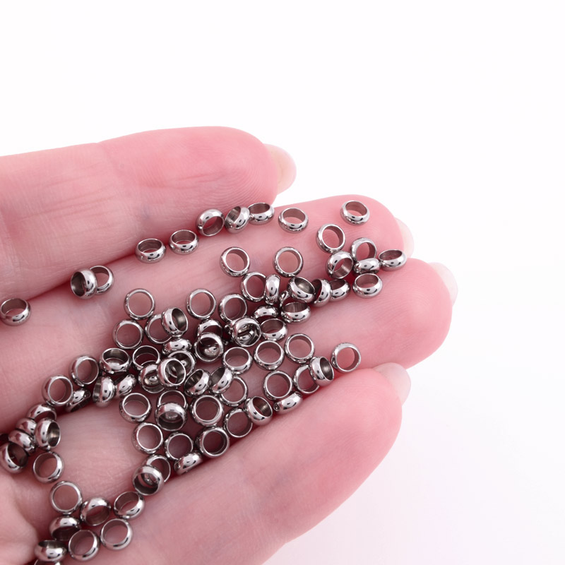 Бусины из нерж. стали Круглые плоские, 4х1,7 мм, Темное серебро (STL-055784)