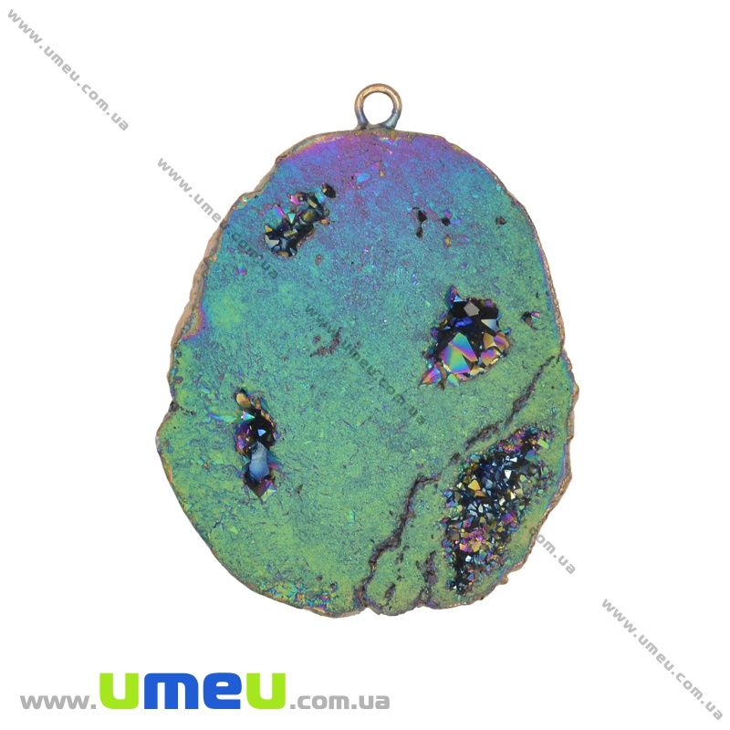 Підвіска з натурального каменю, Друза агату, Ірис, 55х43 мм (POD-033061)