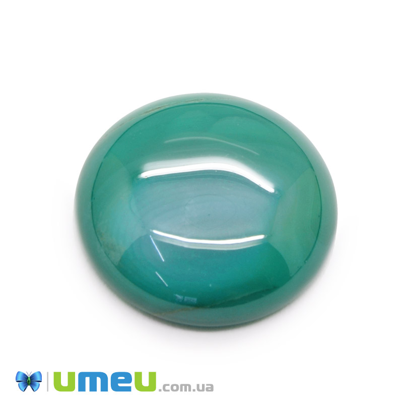 Кабошон нат. камінь Агат зелений, Круглий, 20,3 мм (KAB-049974)