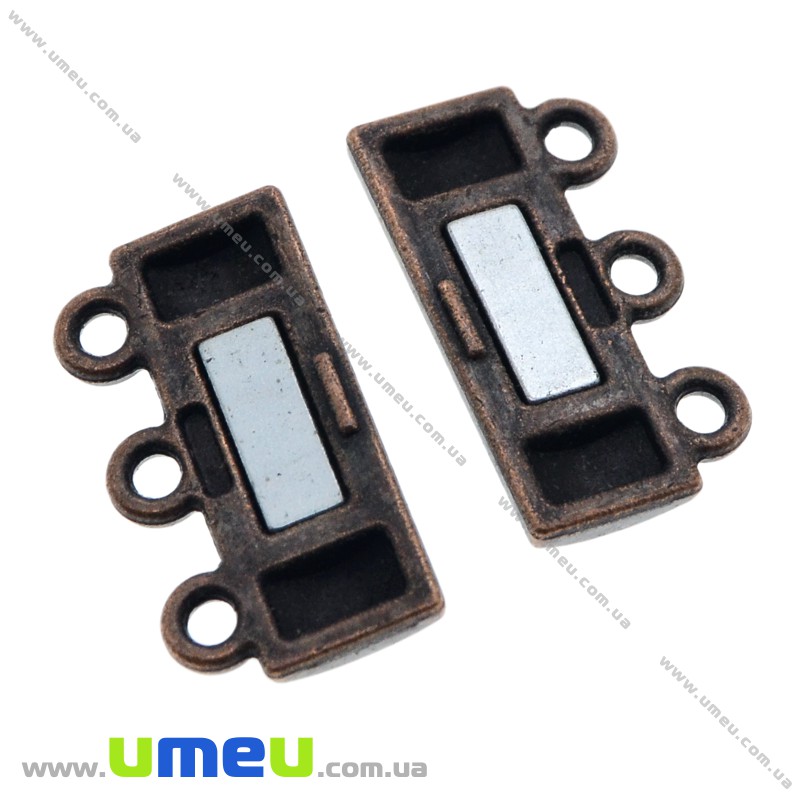 Замок магнитный на 3 нити, 19х14 мм, Медь (ZAM-022387)