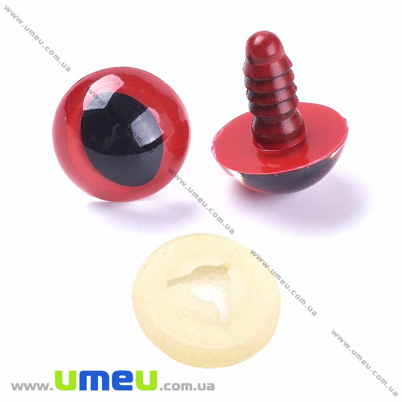 Очки з штифтом круглі (з заглушками), 15 мм, Червоні (DIF-030537)