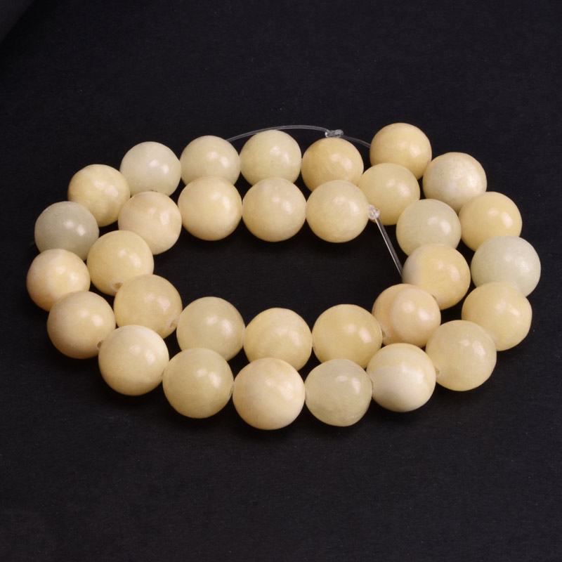 Намистини Нефрит жовтий, Натур. камінь, 12,5 мм, Круглі (BUS-051812)