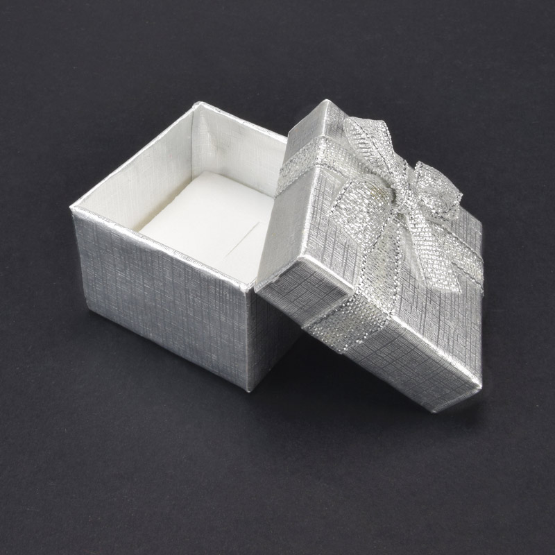 Подарункова коробочка Квадратна, 5х5х3,5 см, Срібляста (UPK-035942)