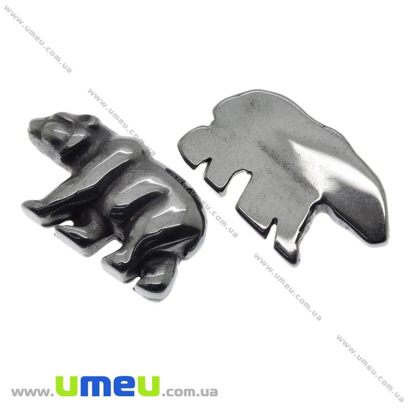 Підвіска Ведмідь з натурального каменю, Гематит, 24х14 мм (POD-022098)