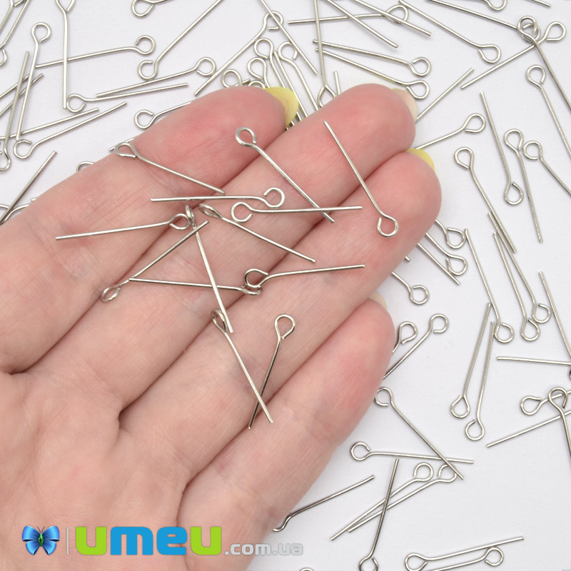 Булавки із нерж. сталі, 20 мм, Темне срібло (STL-056217)