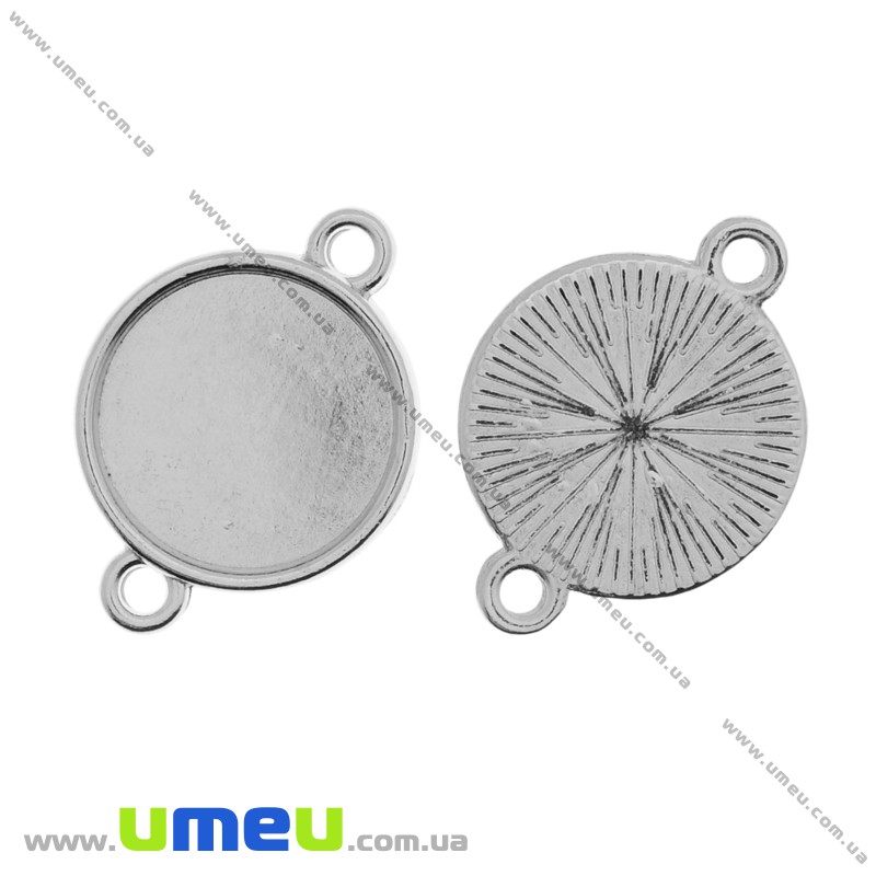 Основа-коннектор кругла, 23х16 мм, 14 мм, Темне срібло (OSN-028267)