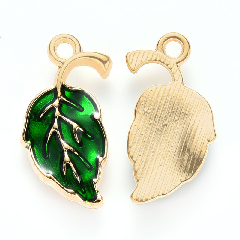 Підвіска метал. Листок зелений, 20х10 мм, Золото (POD-053711)