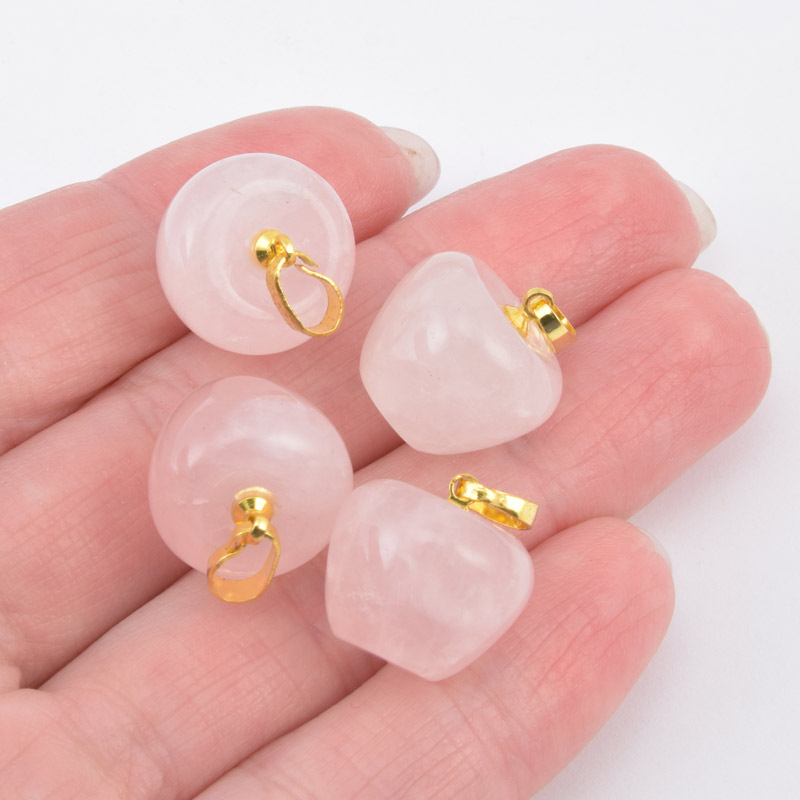 Підвіска Яблуко, Натур. камінь Кварц рожевий, 14,5х14 мм (POD-058579)