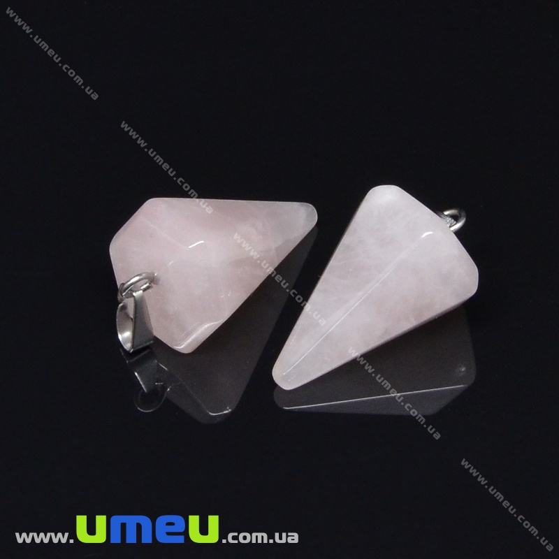 Підвіска з натурального каменю Маятник, Рожевий кварц, 33х15 мм (POD-014247)