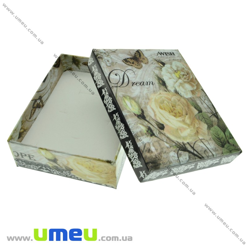 Подарункова коробочка Прямокутна з малюнком, 9х7х3 см, Сіра (UPK-023159)