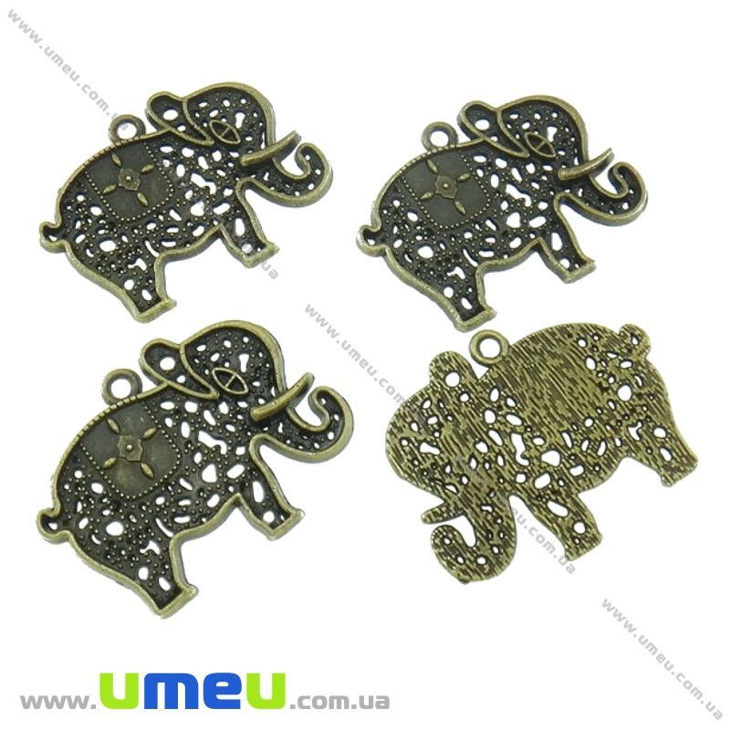 Підвіска метал. Слон, 28х37 мм, Антична бронза (POD-021074)