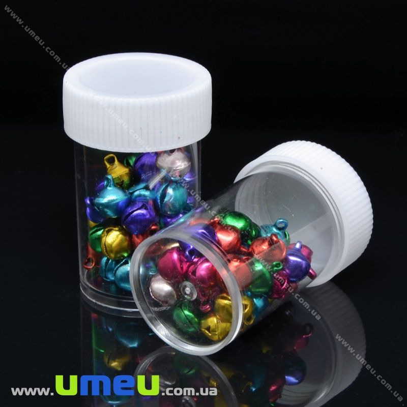 Підвіска металева Бубенчик в контейнері, 9х7 мм, Різнокольорові (POD-037224)