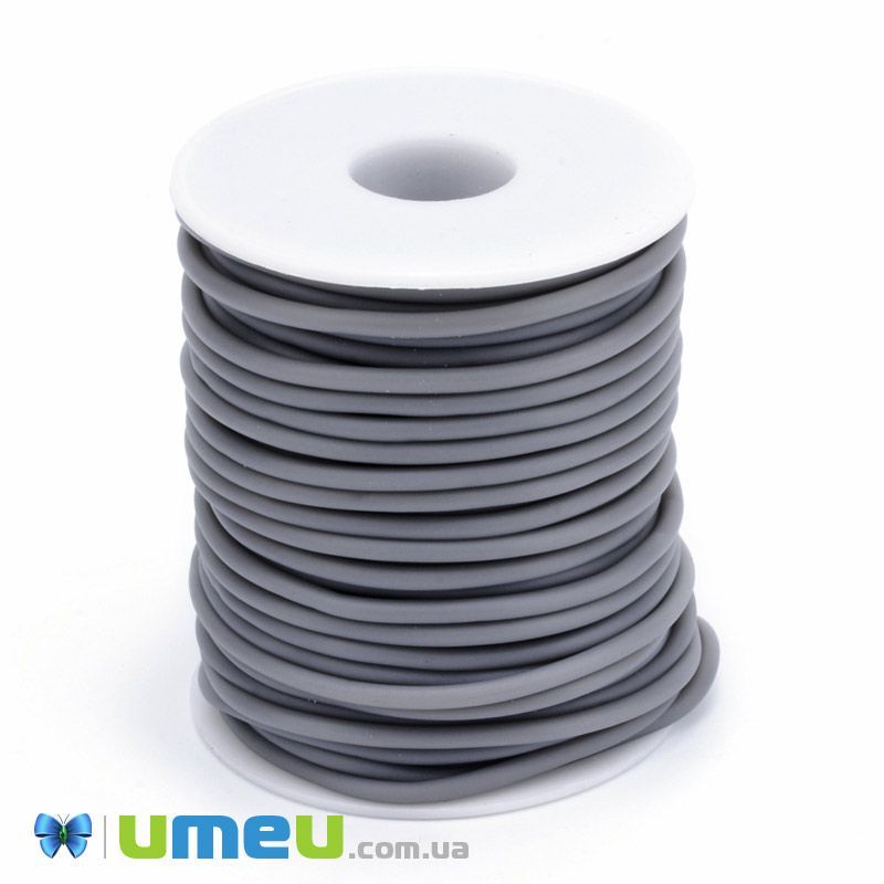 Шнур каучуковый полый, 3 мм, Серый (LEN-040184)