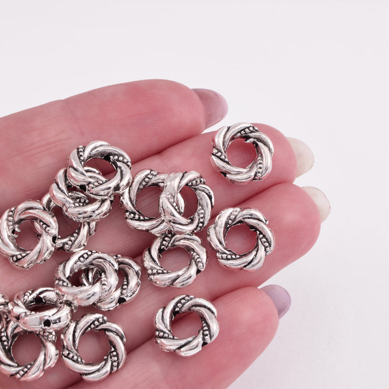 Намистини мет. Круглі плоскі, 11х3,5 мм, Античне срібло (BUS-055350)