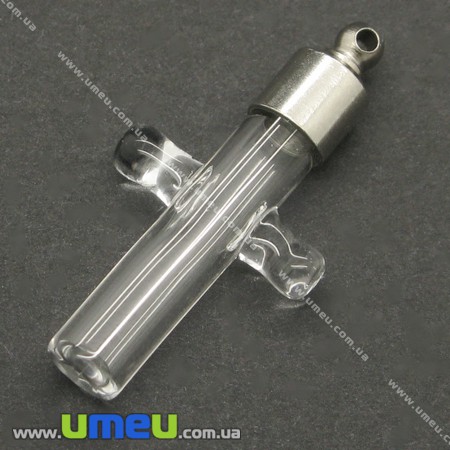 Скляна баночка з гвинтом Хрест, Прозора, 31х19 мм (DIF-006717)