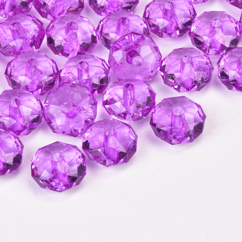 Намистини акрилові, Ронделі, 10х6 мм, Бузкові (BUS-059966)