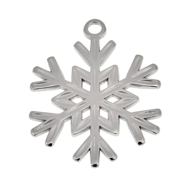 Подвеска из нерж. стали Снежинка, 33,5х27 мм, Темное серебро (STL-060684)