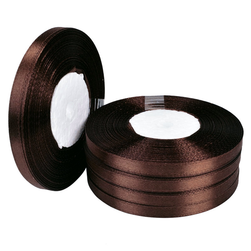 Атласна стрічка, 6 мм, Коричнева (LEN-056730)