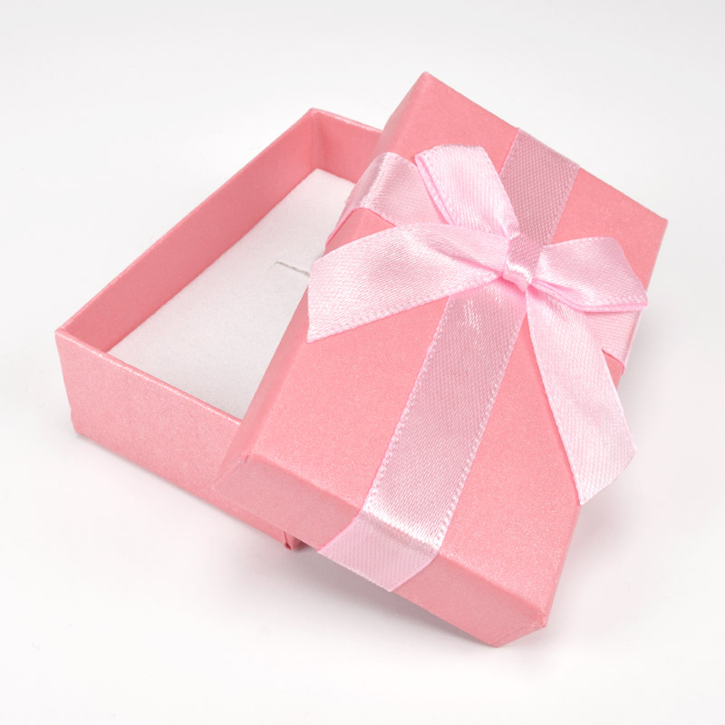 Подарункова коробочка Прямокутна з бантиком, 8х5х2,5 см, Рожева (UPK-057112)