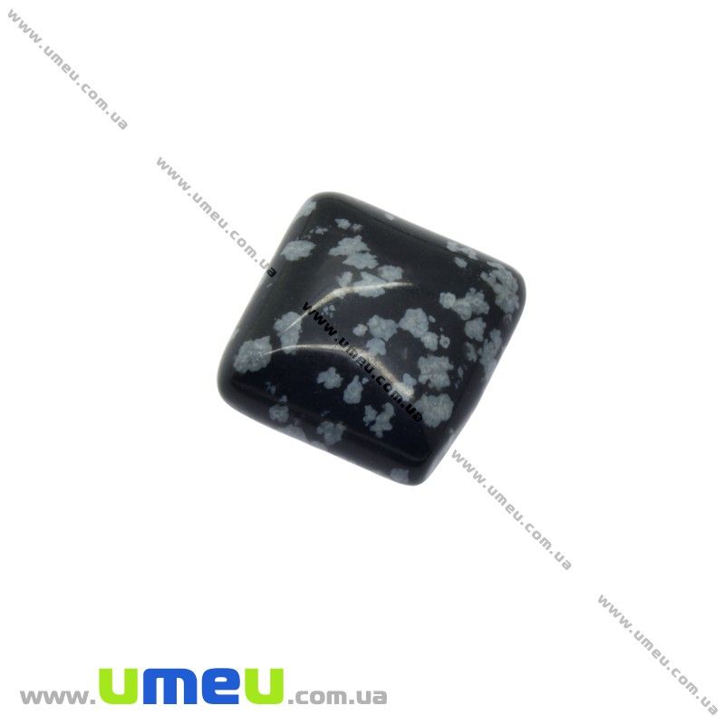 Кабошон нат. камінь Сніговий обсидіан, Квадратний, 16х16 мм (KAB-012655)