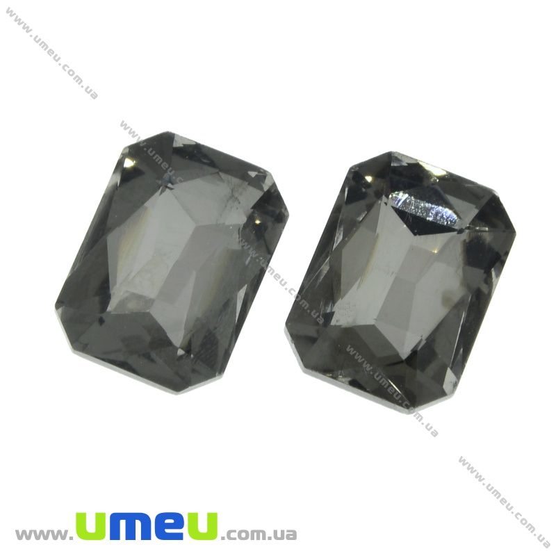 Ріволі скляний, Прямокутний гранований, 18х13 мм, Сірий (KAB-021973)