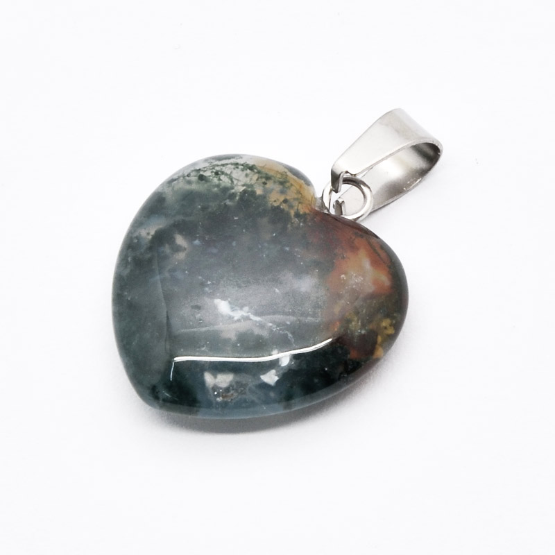 Подвеска Сердце, Натур. камень Агат индийский, 20х20 мм (POD-054341)