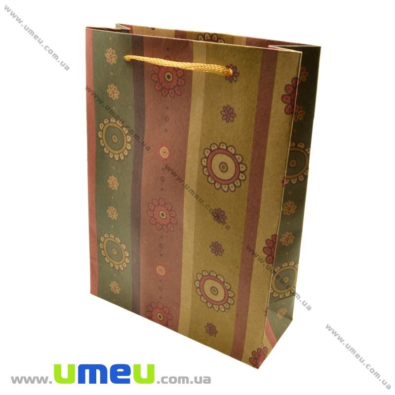 Подарунковий пакет з крафт паперу, 24,5х19х8 см, Візерунки (UPK-019040)