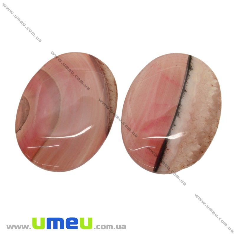 Кабошон нат. камінь Агат рожевий, Овал, 40х30 мм (KAB-026014)