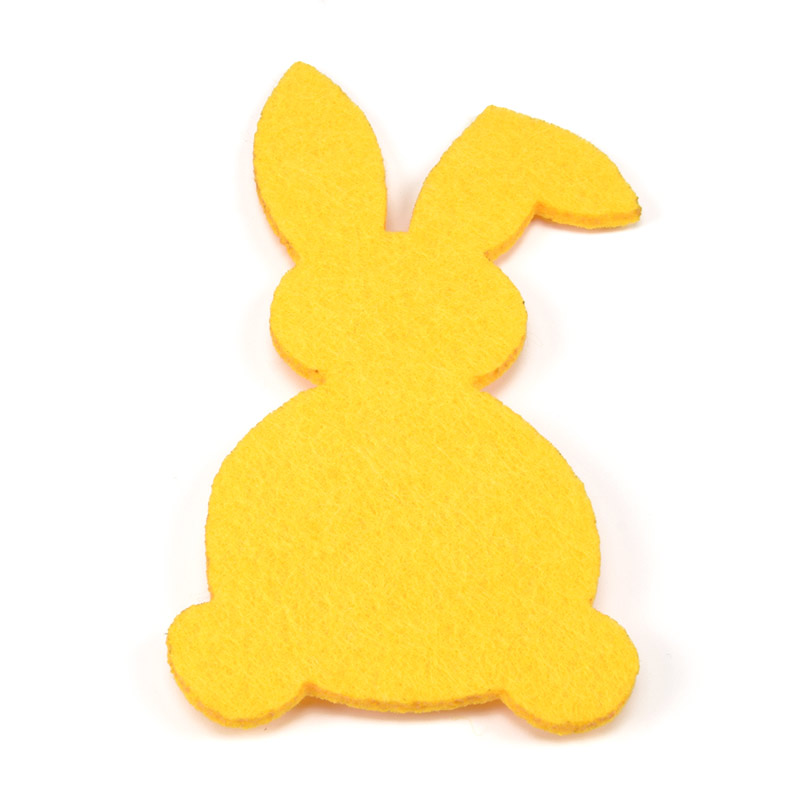 Декоративное изделие из фетра Зайчик с хвостиком, 12х6 см, Желтый (FLT-057295)