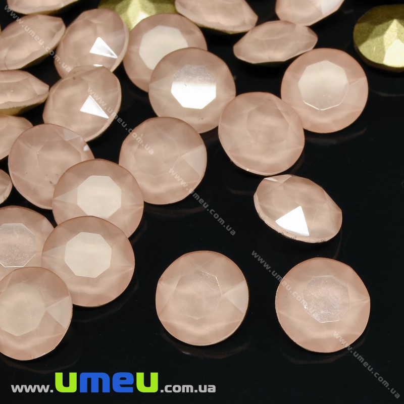 Ріволі скляний, Круглий гранований, Кристал, 10 мм, Бежевий опал (KAB-033939)