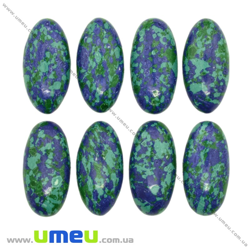 Кабошон нат. камінь Азурмалахіт, Овал, 30х15 мм (KAB-020574)