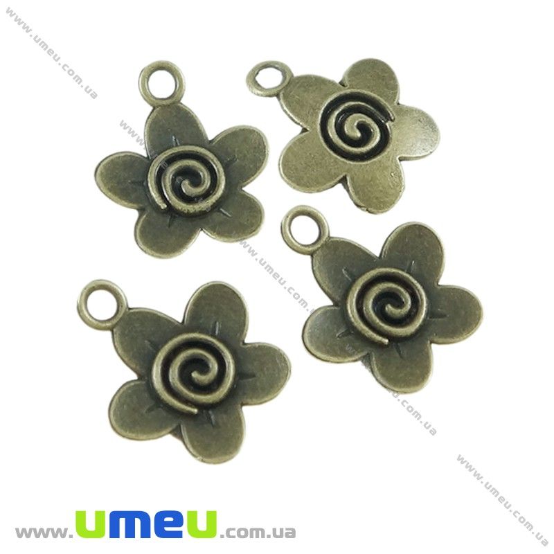Підвіска метал. Квітка, 21х18 мм, Антична бронза (POD-021087)