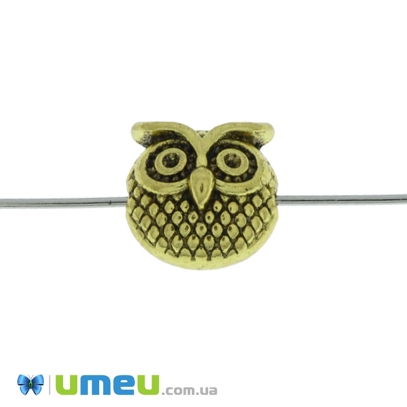 Намистина мет. Сова, 11х11х8 мм, Античне золото (BUS-039085)