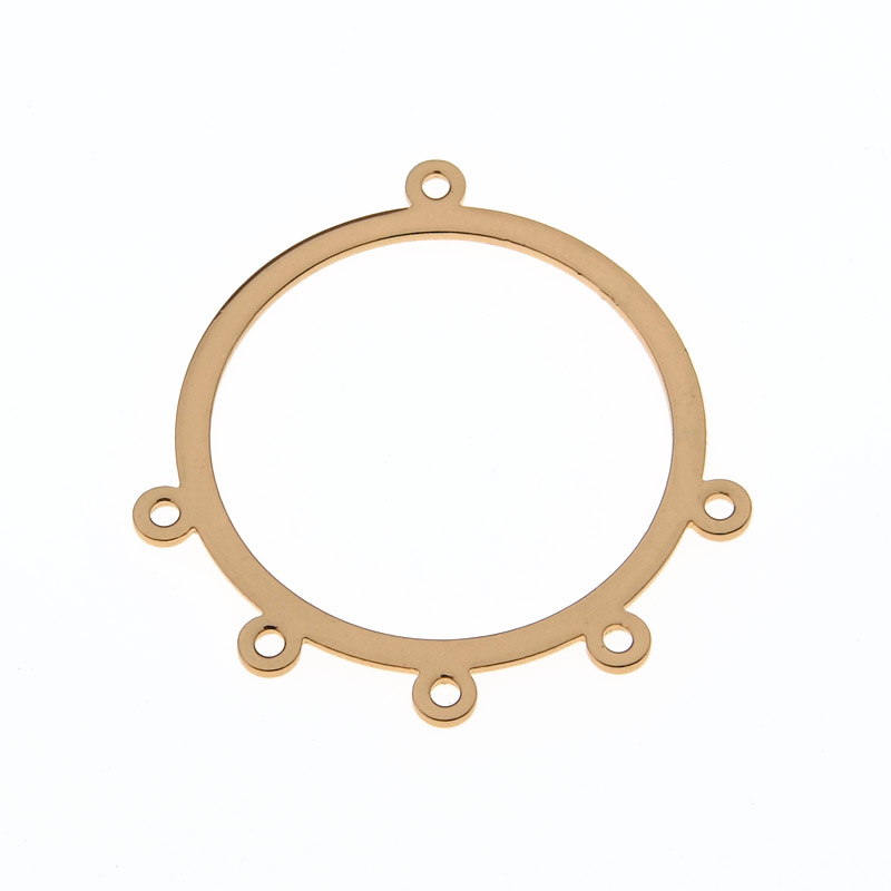 Конектор металевий круглий на 5 отворів, 32х31 мм, Золото (KON-055494)