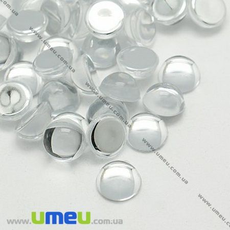 Кабошон пластиковий, Круглий, 14 мм, Білий (KAB-009551)