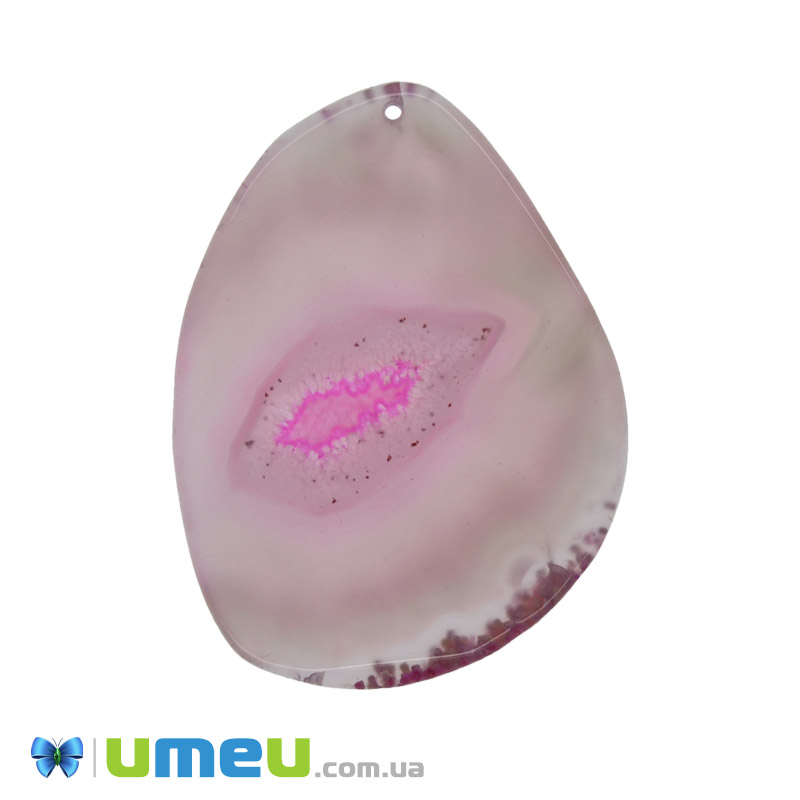 Зріз Агата, Рожевий, 68х51 мм (POD-020186)