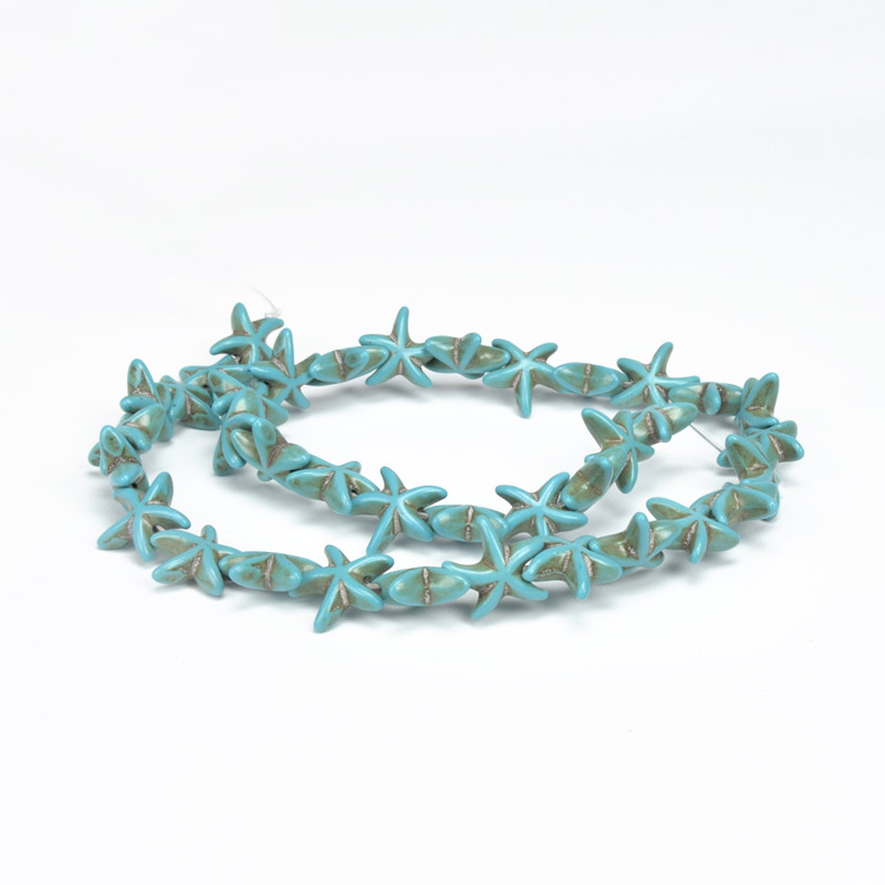 Намистини Бірюза пофарбована, Синт. камінь, 13 мм, Морська зірка (BUS-057175)